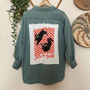 Upcycled Harry Styles Love On Tour Army Shirt Jacket